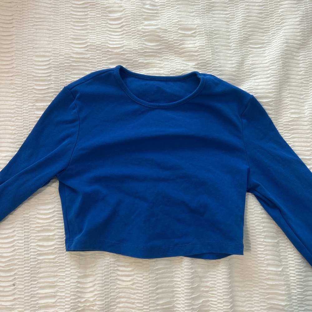 SHEIN Royal Blue Long Sleeve Crop Top